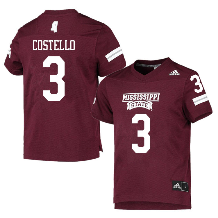 Men #3 K.J. Costello Mississippi State Bulldogs College Football Jerseys Sale-Maroon